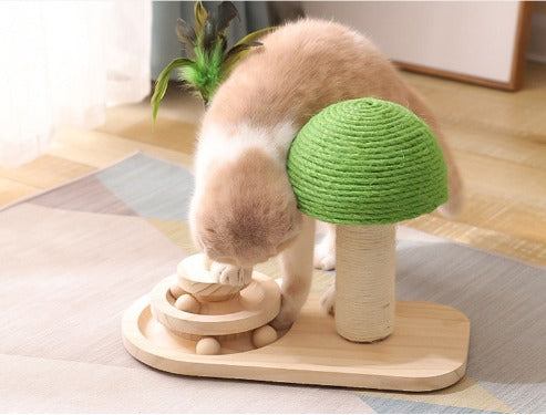 Cat Scratching Toy Sisal Climb Rope Post Ball with 3-Layer Turntable Layer