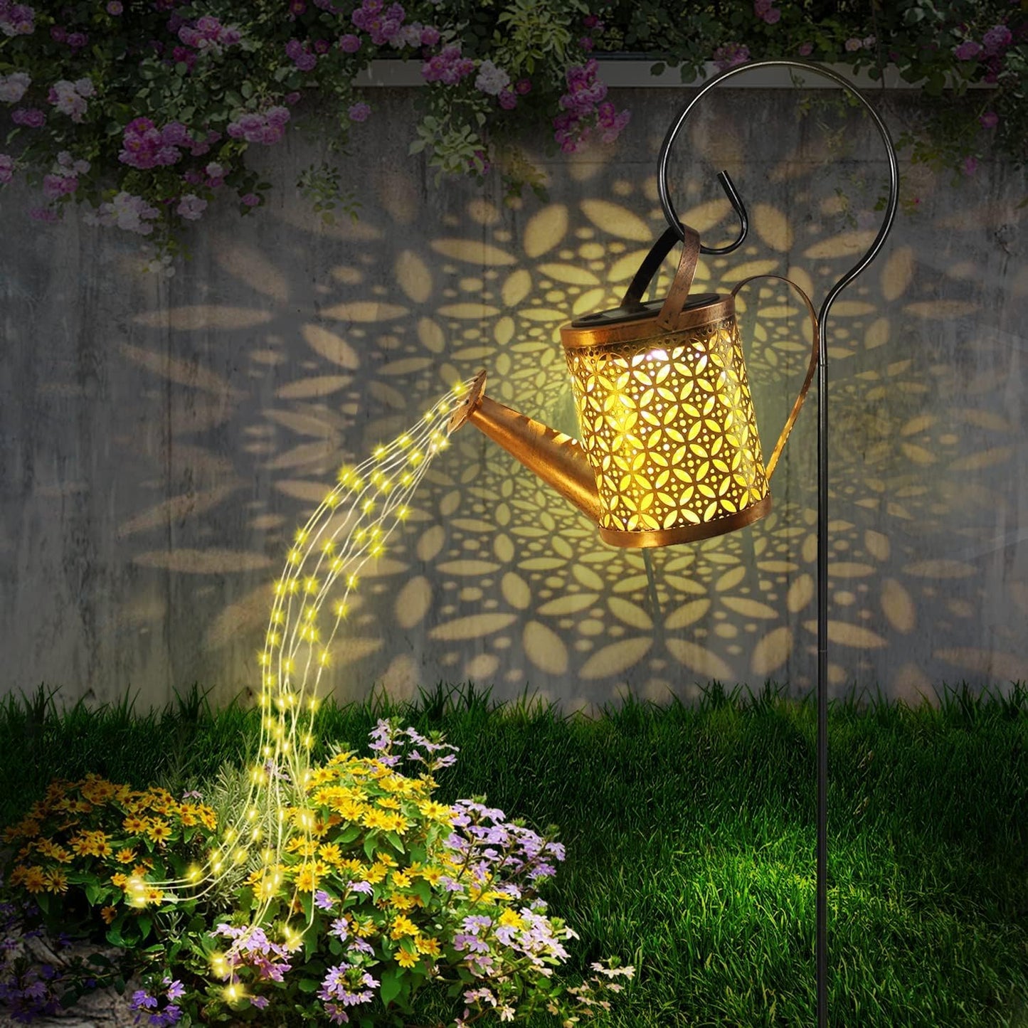 Solar Watering Can with Lights || Outdoor Solar Garden Lights Decor