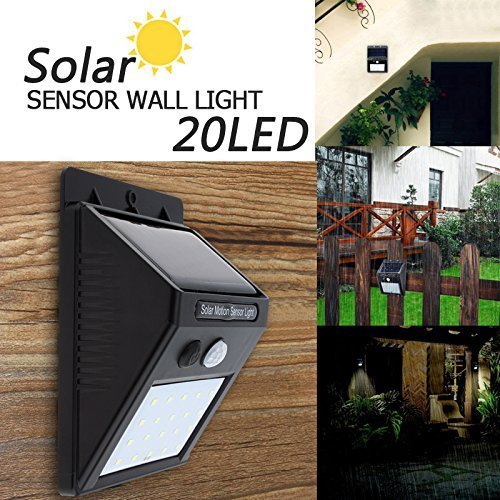 Solar Powered LED Wall Light - 20 LED with Motion Sensor - Waterproof