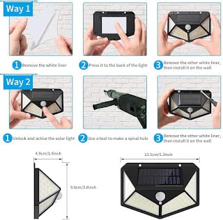 Solar Light 100 LED Motion Sensor Light 4 Side Bright Light with Dim Mode - Security Lamp for Home