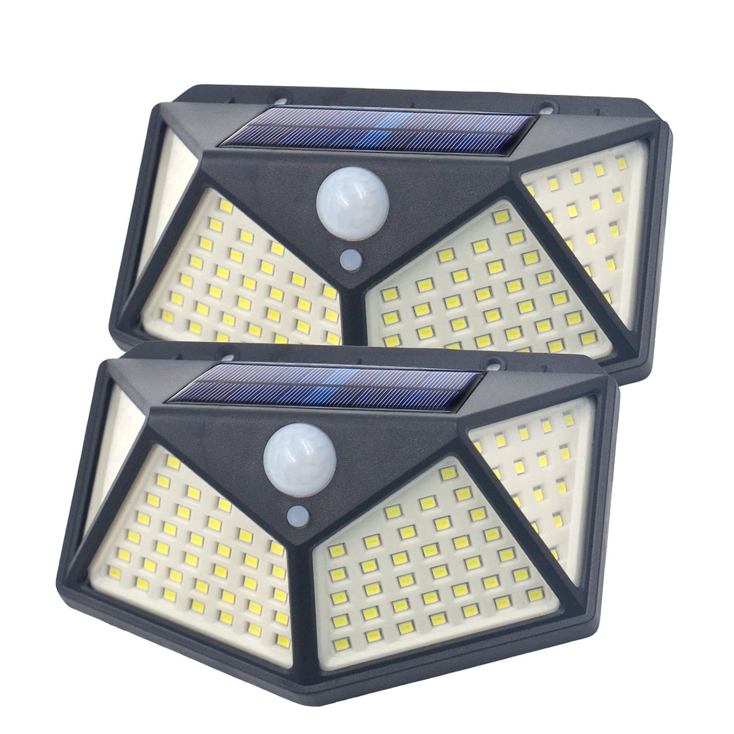 Solar Light 100 LED Motion Sensor Light 4 Side Bright Light with Dim Mode - Security Lamp for Home