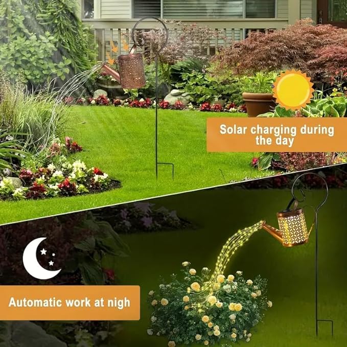 Solar Watering Can with Lights || Outdoor Solar Garden Lights Decor