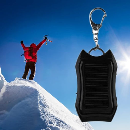 Mini Power Bank Keychain with LED Flashlight, Solar Portable Charging