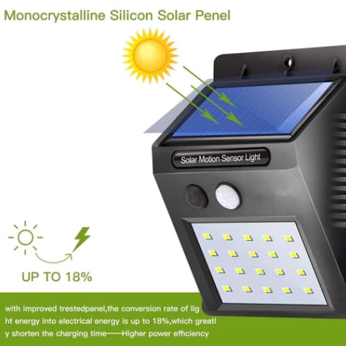 Solar Powered LED Wall Light - 20 LED with Motion Sensor - Waterproof