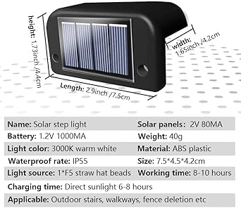 Solar Step Lights Waterproof Led Solar Lights for Outdoor Stairs ( pack of 4 )